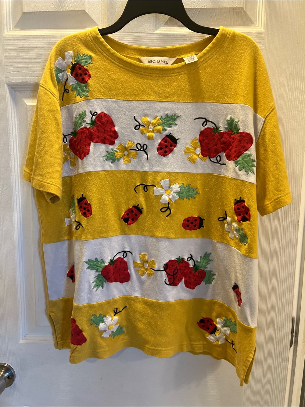 Bechamel Yellow Strawberry & Ladybug Knit Top